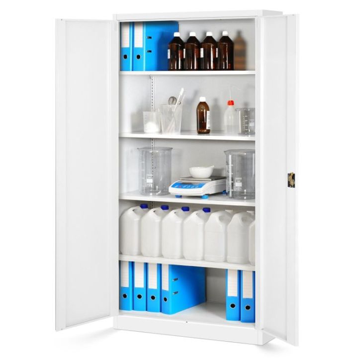 4 metāla biroja dokumentu skapju komplekts JAN H, 900 x 1950 x 400 mm, balts