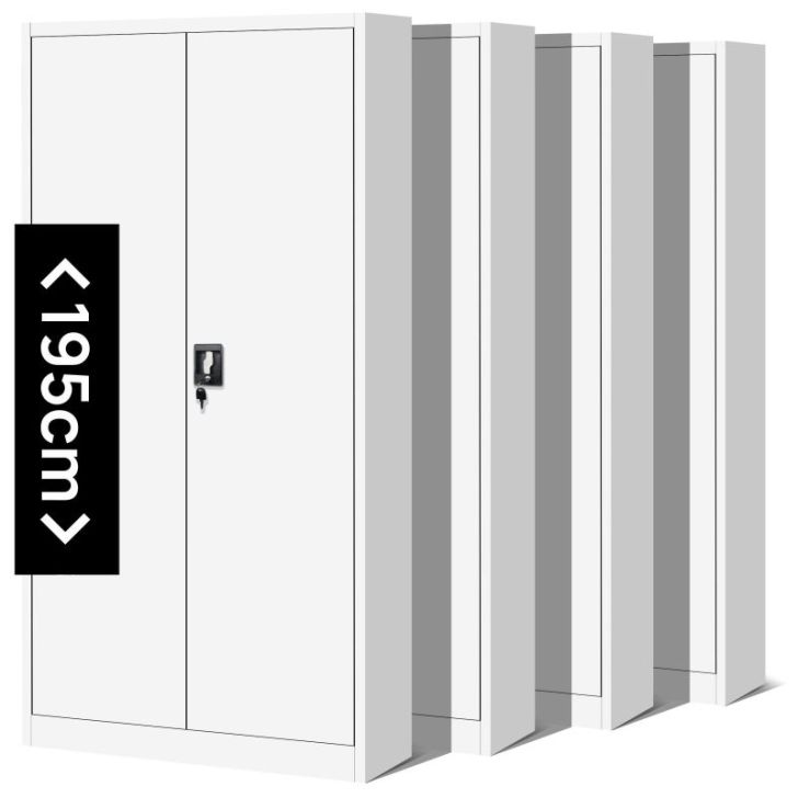 4 metāla biroja dokumentu skapju komplekts JAN H, 900 x 1950 x 400 mm, balts