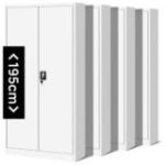 4 metāla biroja dokumentu skapju komplekts JAN H, 900 x 1950 x 400 mm, balts