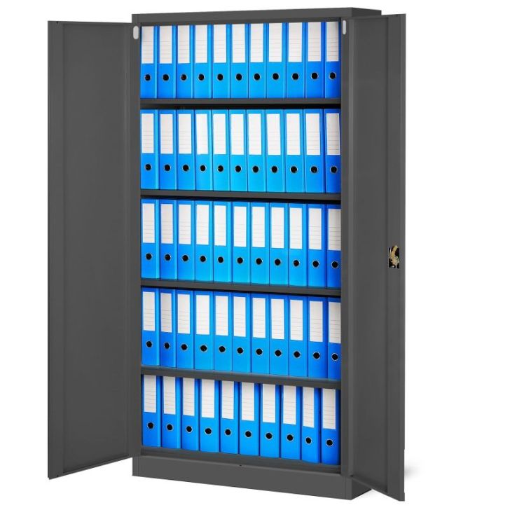 JAN H metāla biroja dokumentu skapju komplekts, 4 gab., 900 x 1950 x 400 mm, antracīta krāsā