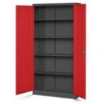 JAN H metāla biroja dokumentu skapju komplekts, 4 gab., 900 x 1950 x 400 mm, antracīta sarkans