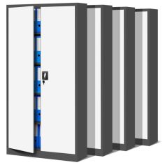 JAN H metāla biroja dokumentu skapju komplekts, 4 gab., 900 x 1950 x 400 mm, antracīta baltā krāsā