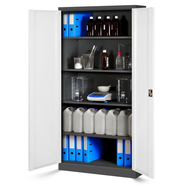 JAN H metāla biroja dokumentu skapju komplekts, 4 gab., 900 x 1950 x 400 mm, antracīta baltā krāsā