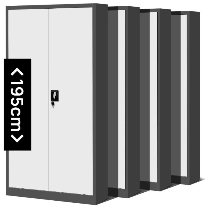 JAN H metāla biroja dokumentu skapju komplekts, 4 gab., 900 x 1950 x 400 mm, antracīta baltā krāsā