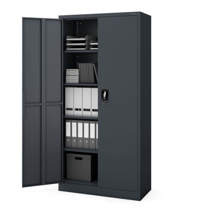 JAN metāla biroja skapis, 900 x 1850 x 400 mm, Smart: antracīts