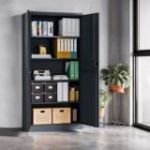 JAN metāla biroja skapis, 900 x 1850 x 400 mm, Smart: antracīts