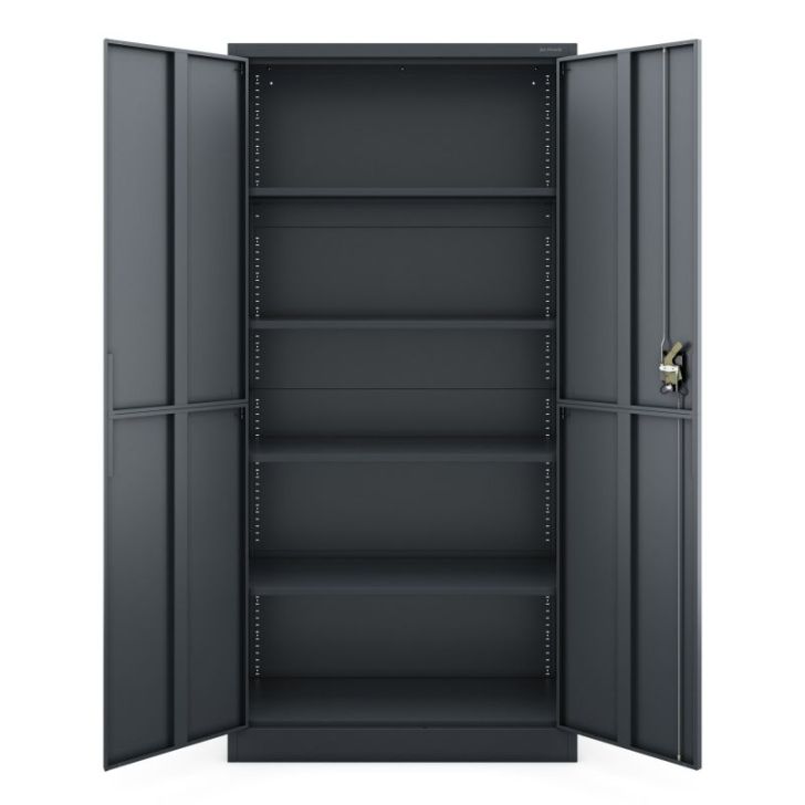 JAN metāla biroja skapis, 900 x 1850 x 400 mm, Smart: antracīts