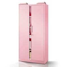 Mājas biroja skapis JAN, 900 x 1850 x 400 mm, Fresh Style: pūderrozā