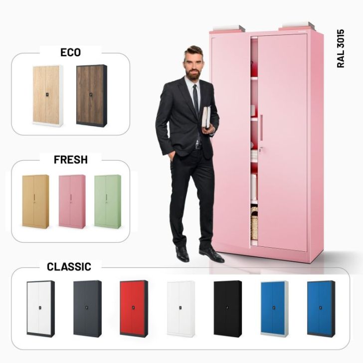 Mājas biroja skapis JAN, 900 x 1850 x 400 mm, Fresh Style: pūderrozā