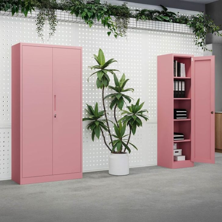 Mājas biroja skapis JAN, 900 x 1850 x 400 mm, Fresh Style: pūderrozā