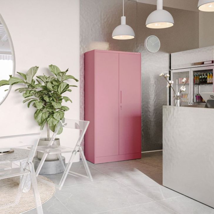 Mājas biroja skapis JAN, 900 x 1850 x 400 mm, Fresh Style: pūderrozā