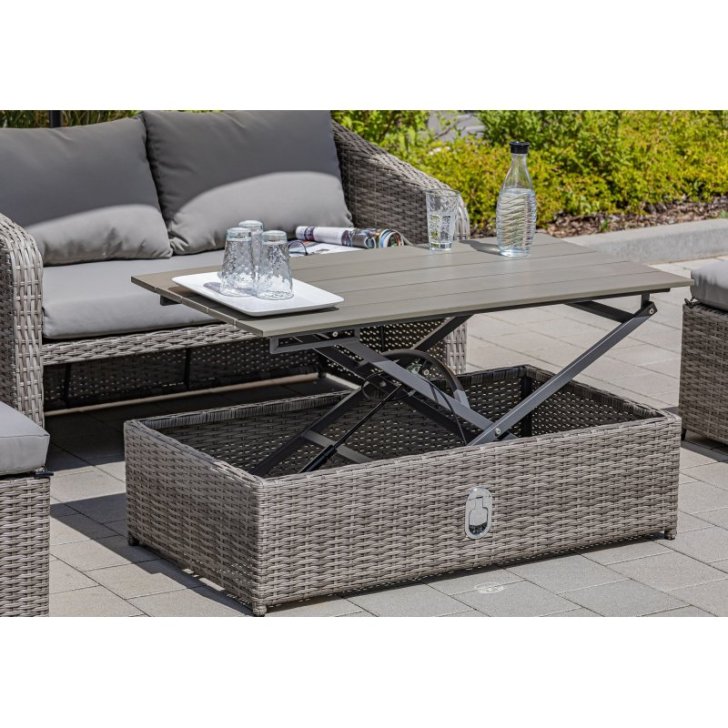 Rotangpalmas atpūtas sēdvietu komplekts, 4 gab. ar paceļamo galdu