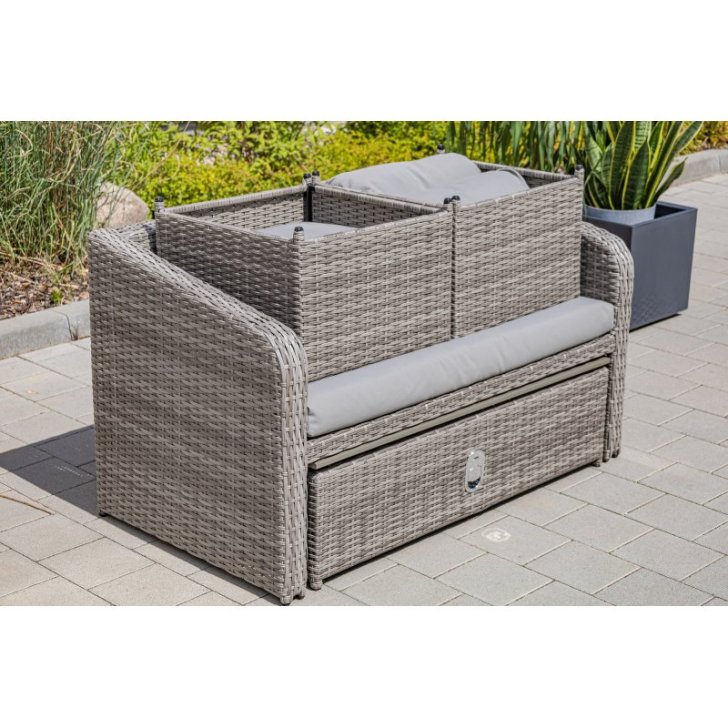 Rotangpalmas atpūtas sēdvietu komplekts, 4 gab. ar paceļamo galdu