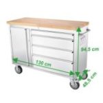 130 cm nerūsējošā tērauda darbnīcas ratiņi ar 4 atvilktnēm (48")