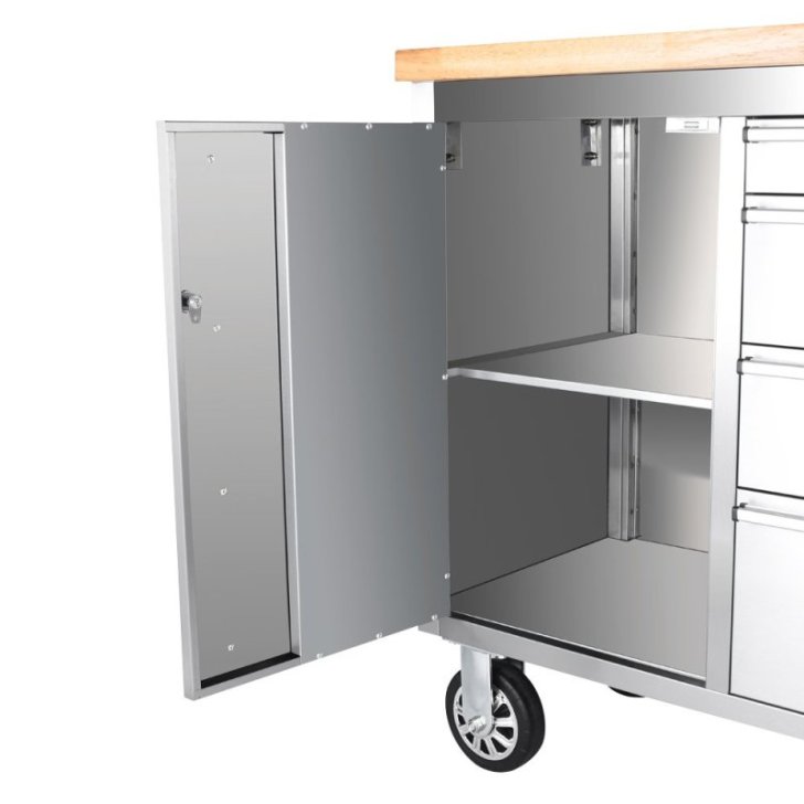 130 cm nerūsējošā tērauda darbnīcas ratiņi ar 4 atvilktnēm (48")