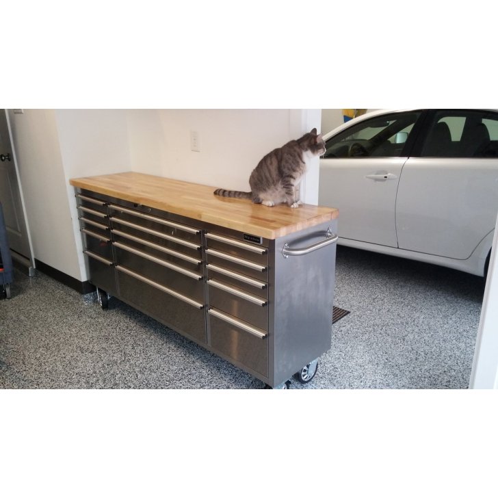 198 cm nerūsējošā tērauda darbnīcas ratiņi ar 15 atvilktnēm