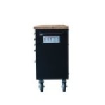 198 cm melni tērauda darbnīcas ratiņi ar koka darba virsmu