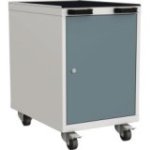 Mobilais darbnīcas konteiners ar 1 durvīm un 2 plauktiem