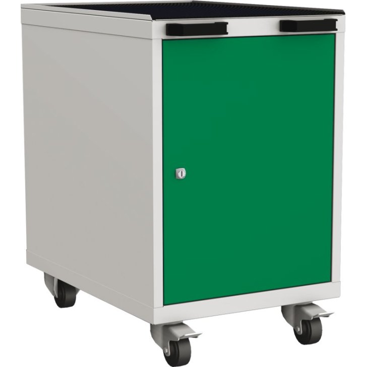 Mobilais darbnīcas konteiners ar 1 durvīm un 2 plauktiem