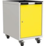 Mobilais darbnīcas konteiners ar 1 durvīm un 2 plauktiem