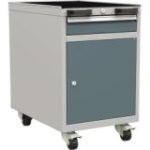 Kombinēts mobilais konteiners ar 1 durvīm, 1 plauktu un 1 atvilktni