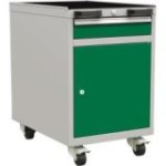 Kombinēts mobilais konteiners ar 1 durvīm, 1 plauktu un 1 atvilktni