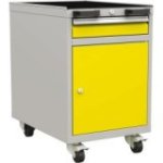 Kombinēts mobilais konteiners ar 1 durvīm, 1 plauktu un 1 atvilktni