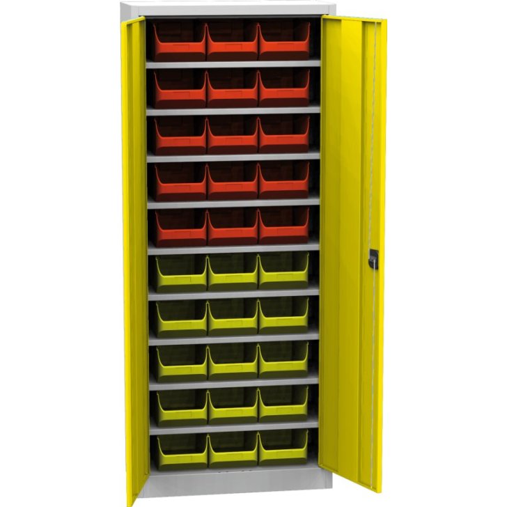 Universāls skapis ar plastmasas tvertnēm