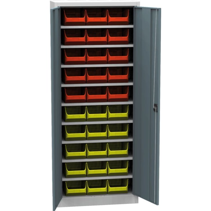 Universāls skapis ar plastmasas tvertnēm