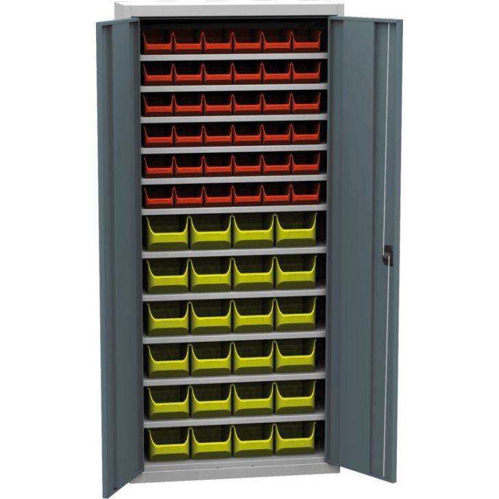 Universāls skapis ar plastmasas tvertnēm