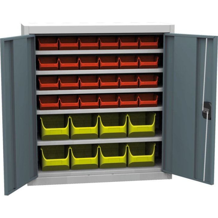 Universāls skapis ar plastmasas tvertnēm