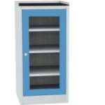 Darbnīcas instrumentu skapis ar ierāmētu gumijas darba virsmu