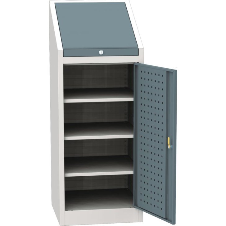 Darbnīcas instrumentu skapis ar integrētu rakstāmgaldu