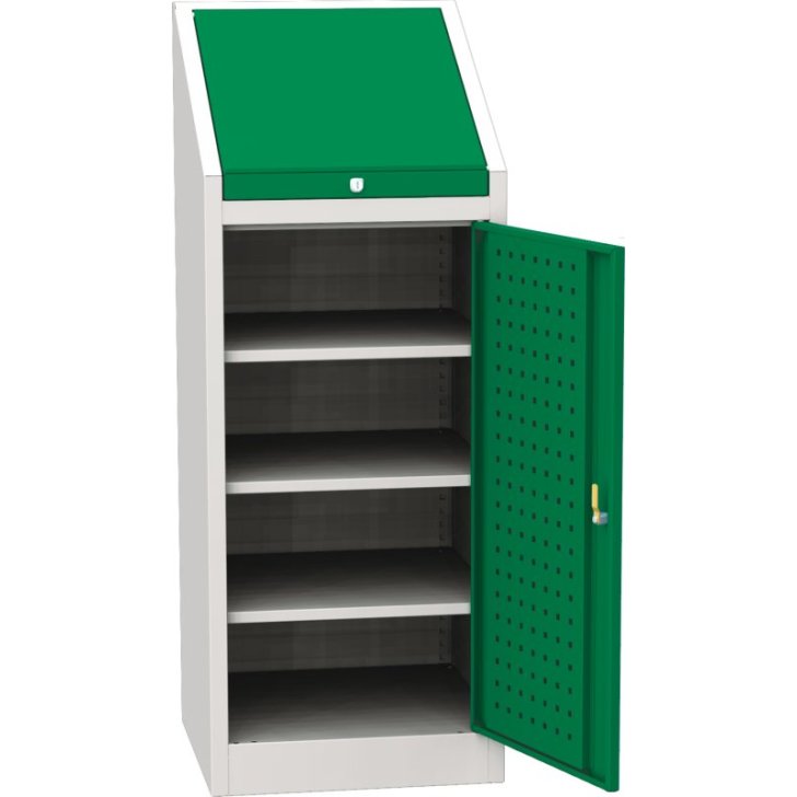 Darbnīcas instrumentu skapis ar integrētu rakstāmgaldu