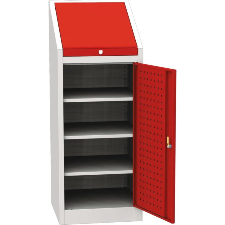 Darbnīcas instrumentu skapis ar integrētu rakstāmgaldu