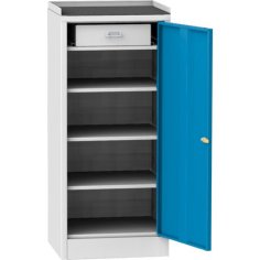 Darbnīcas instrumentu skapis ar ierāmētu gumijas darba virsmu