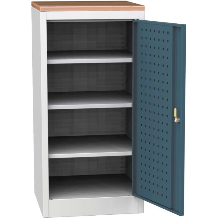 Darbnīcas instrumentu skapis ar dižskābarža darba virsmu