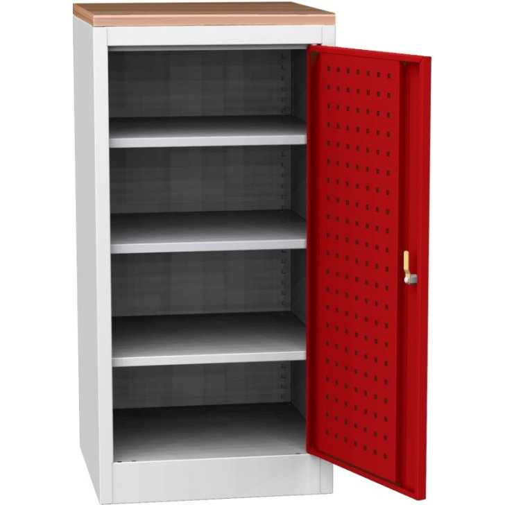 Darbnīcas instrumentu skapis ar dižskābarža darba virsmu