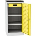 Darbnīcas instrumentu skapis ar ierāmētu gumijas darba virsmu