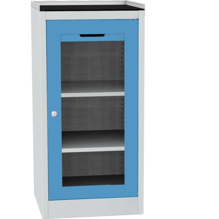 Darbnīcas instrumentu skapis ar ierāmētu gumijas darba virsmu