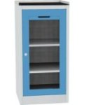 Darbnīcas instrumentu skapis ar ierāmētu gumijas darba virsmu