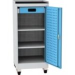 Darbnīcas instrumentu skapis uz riteņiem ar ierāmētu gumijas darba virsmu