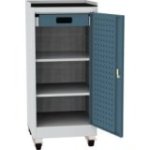 Darbnīcas instrumentu skapis uz riteņiem ar ierāmētu gumijas darba virsmu