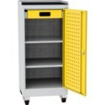 Darbnīcas instrumentu skapis uz riteņiem ar ierāmētu gumijas darba virsmu