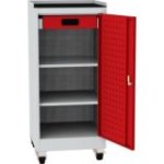 Darbnīcas instrumentu skapis uz riteņiem ar ierāmētu gumijas darba virsmu