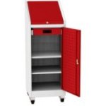 Darbnīcas instrumentu skapis uz riteņiem ar integrētu rakstāmgaldu