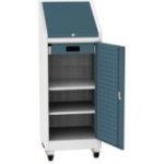 Darbnīcas instrumentu skapis uz riteņiem ar integrētu rakstāmgaldu