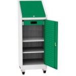 Darbnīcas instrumentu skapis uz riteņiem ar integrētu rakstāmgaldu