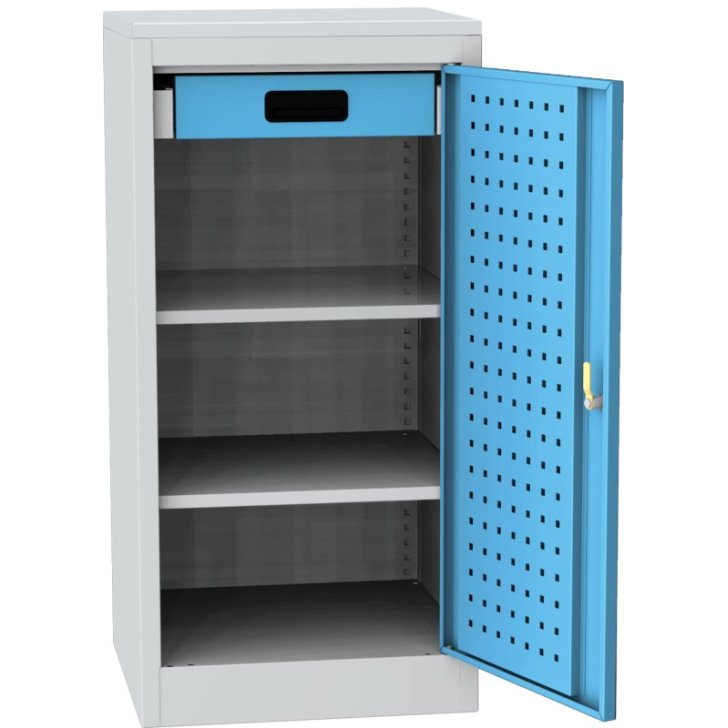 Darbnīcas instrumentu skapis ar lamināta darba virsmu