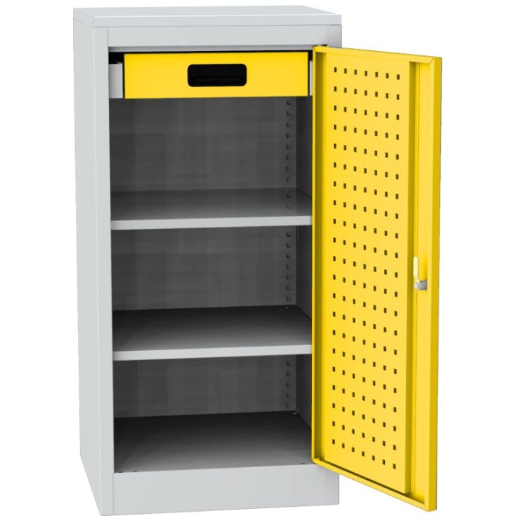 Darbnīcas instrumentu skapis ar lamināta darba virsmu